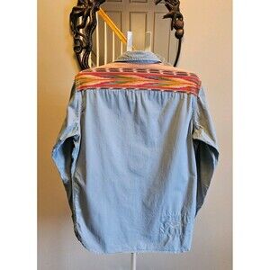 Vintage Polo Ralph Lauren Aztec Yoke Shirt Blue Western Ranch Southwestern Men M